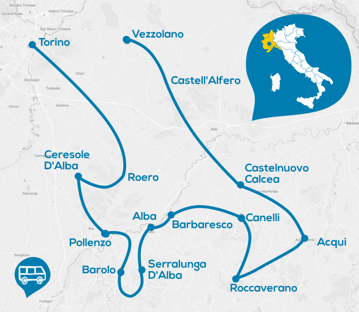Mappa 3 giorni langhe roero e monferrato